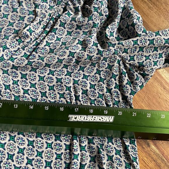 Joie Top Addie Geo Diamond Deep V Blouse 100% Silk Sz L Elastic Cuffs Pullover - Picture 4 of 8